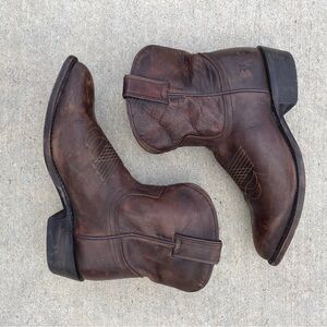 Frye Brown Leather Western Ankle Boots